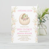 Dinosaur schlüpft bald Baby Shower Einladung (Stehend Vorderseite)