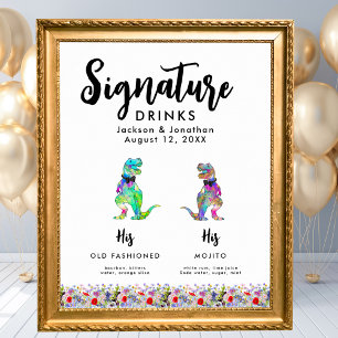 Dinosaur-Schwulen-Hochzeitssignature-Drinks Poster