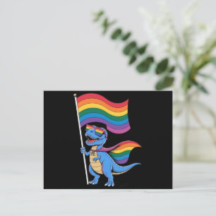 Dinosaur Schwulen Stolz LGBT Regenbogenflagge  Postkarte