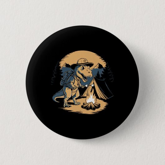 Dinosaur Scouting Camping For Kids Boys Girls  Button (Vorderseite)
