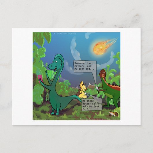 Dinosaur Selfie Funny Comic Postkarte (Vorderseite)