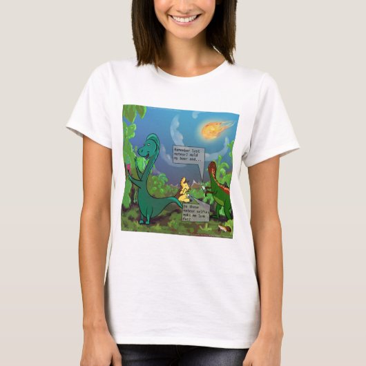 Dinosaur Selfie Womens Funny Comic T-Shirt (Vorderseite)