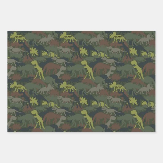 Dinosaur-Silhouette anpassen Geschenkpapier Set (Vorderseite)