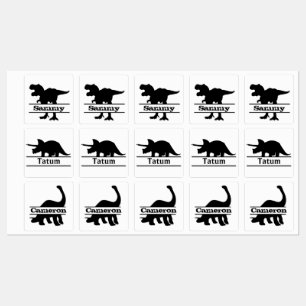 Dinosaur-Silhouette Personalisierte Namen Labels Etiketten