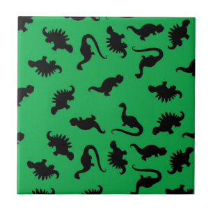 Dinosaur-Silhouetten über das Grüne Hintergrundmus Fliese