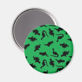Dinosaur-Silhouetten über das Grüne Hintergrundmus Magnet (Vorderseite/Rückseite)