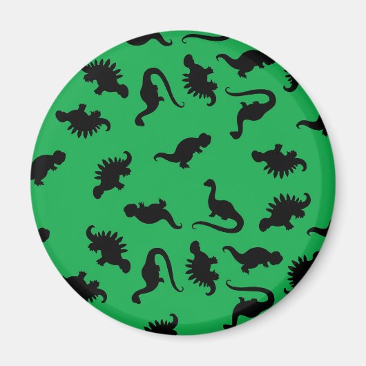 Dinosaur-Silhouetten über das Grüne Hintergrundmus Magnet (Vorne)