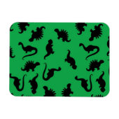 Dinosaur-Silhouetten über das Grüne Hintergrundmus Magnet (Horizontal)