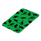 Dinosaur-Silhouetten über das Grüne Hintergrundmus Magnet (Linke Seite)