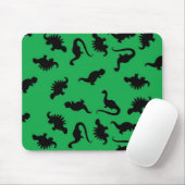 Dinosaur-Silhouetten über das Grüne Hintergrundmus Mousepad (Mit Mouse)