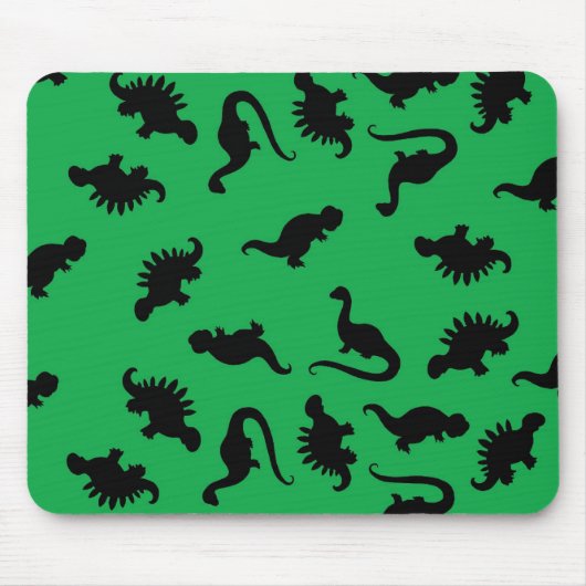 Dinosaur-Silhouetten über das Grüne Hintergrundmus Mousepad (Vorne)