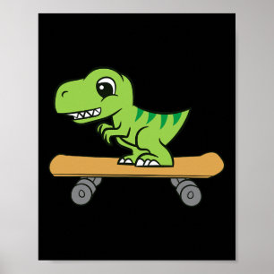Dinosaur Skateboard fahren Süßes Skateboard Dinosa Poster