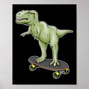 Dinosaur Skateboarding T-Rex Dino Dinosaurier  Poster