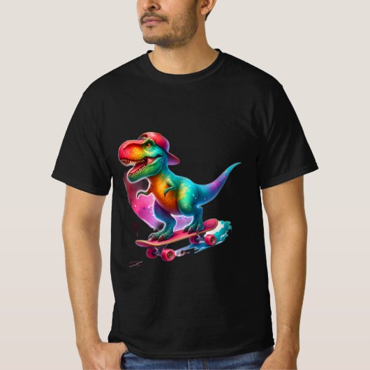 Dinosaur Skateboarding T-Shirt (Vorderseite)