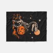 Dinosaur Skeleton Beängstigend Pumpkin Moon Hallow Fleecedecke (Vorderseite (Horizontal))