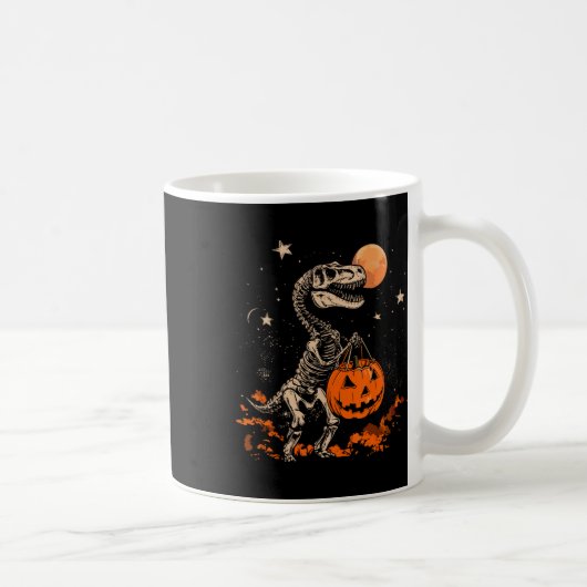 Dinosaur Skeleton Beängstigend Pumpkin Moon Hallow Kaffeetasse (Rechts)