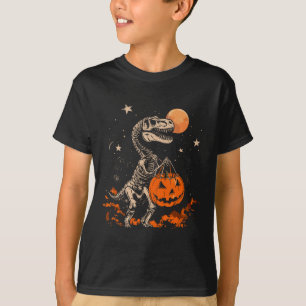 Dinosaur Skeleton Beängstigend Pumpkin Moon Hallow T-Shirt