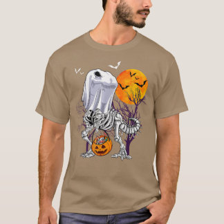 Dinosaur Skeleton Funny Halloween Candy Pumpkin T-Shirt