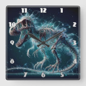Dinosaur Skeleton in Dreamy Land laufen Quadratische Wanduhr (Vorderseite)