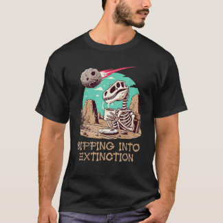Dinosaur Skeleton Liebe Kaffeetrinken ins Aussterb T-Shirt