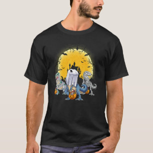 Dinosaur Skeleton Pumpkin Spooky Vibes Haloween Pa T-Shirt