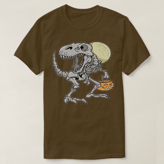 Dinosaur Skeleton T re Beängstigend Pumpkin Moon h T-Shirt (Design vorne)
