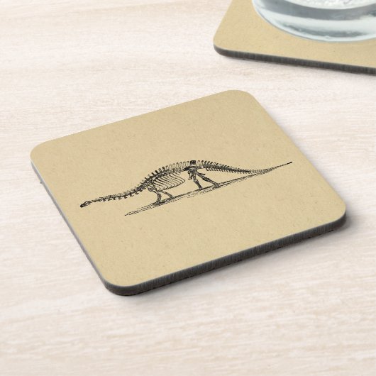 Dinosaur Skeleton Vintag Art Getränkeuntersetzer (Linke Seite)