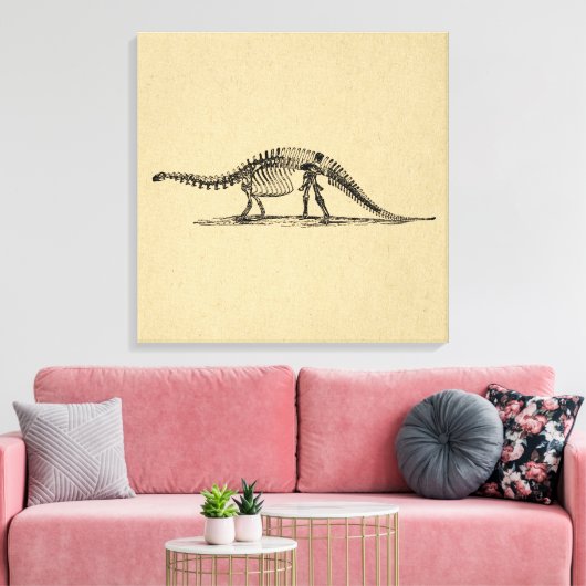 Dinosaur Skeleton Vintag Art Leinwanddruck (Insitu (Wohnzimmer))