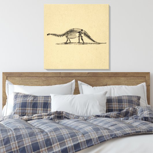 Dinosaur Skeleton Vintag Art Leinwanddruck (Insitu (Schlafzimmer))