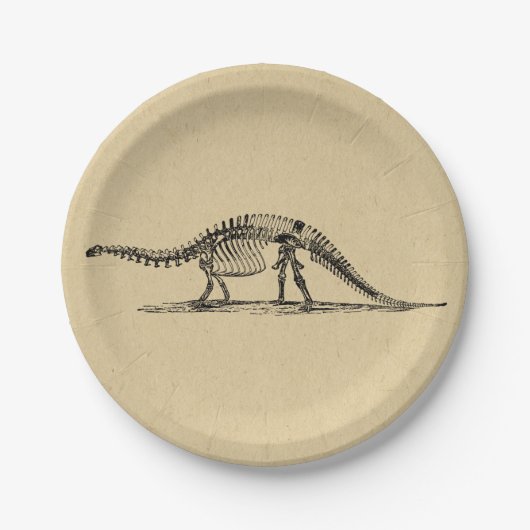 Dinosaur Skeleton Vintag Art Pappteller (Vorderseite)