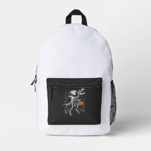 Dinosaur-Skelett-Halloween-Kürbis-Friedhof-Desi Bedruckter Rucksack
