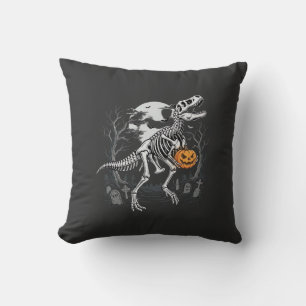 Dinosaur-Skelett-Halloween-Kürbis-Friedhof-Desi Kissen