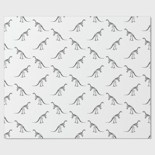 Dinosaur Skelette Muster CUSTOM HINTERGRUNDFARBE Geschenkpapier (Flach)