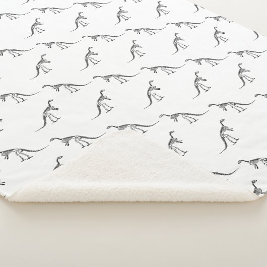 Dinosaur Skelette Muster CUSTOM HINTERGRUNDFARBE Sherpadecke (3/4)