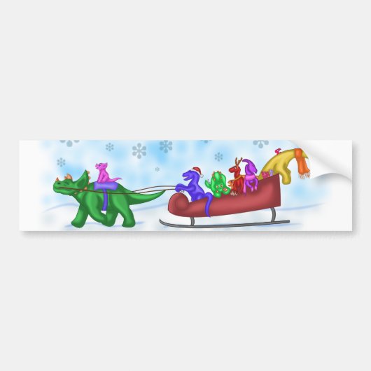 Dinosaur Sleigh Ride Autoaufkleber (Vorne)
