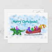 Dinosaur Sleigh Ride Feiertagspostkarte (Vorne/Hinten)