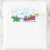 Dinosaur Sleigh Ride Ovaler Aufkleber (Tasche)