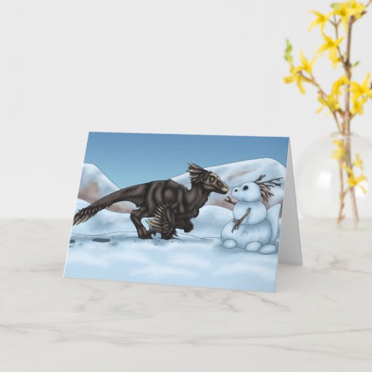 Dinosaur Snowman Karte (Gelbe Blume)