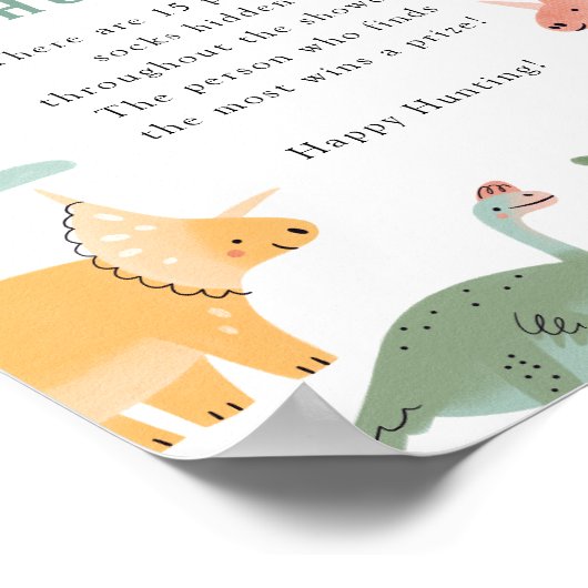 Dinosaur Sock Hunt Poster (Ecke)