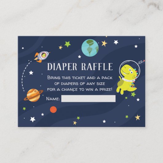 Dinosaur Space Diaper Raffelkarte Begleitkarte (Vorderseite)