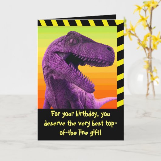 Dinosaur-Spaß Karte (Gelbe Blume)