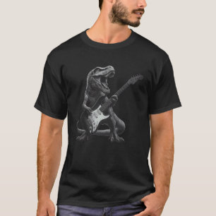 Dinosaur spielt Gitarre Rockstar Rock and Roll mic T-Shirt