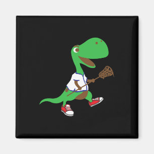 Dinosaur spielt Lacrosse Cool Dino Mannschaftsspor Magnet