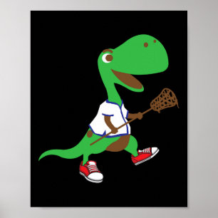 Dinosaur spielt Lacrosse Cool Dino Mannschaftsspor Poster