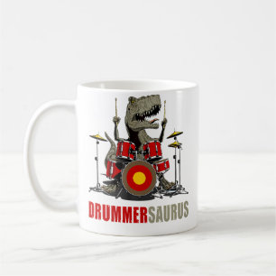 Dinosaur spielt Schlagzeug Musiker T Rex Drummersa Kaffeetasse