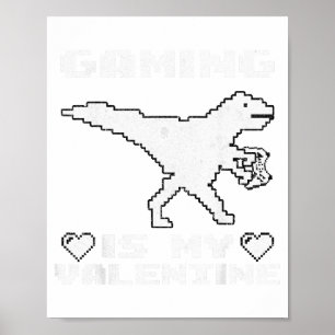 Dinosaur spielt Videospiele Lustiges Gaming für Va Poster