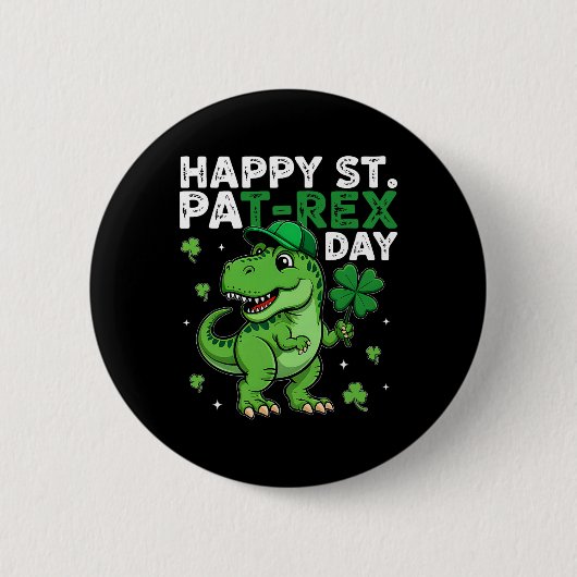 Dinosaur St. Patrick's Day Glücks-Kleeblatt Irisch Button (Vorderseite)