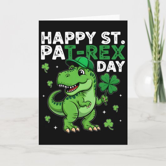 Dinosaur St. Patrick's Day Glücksklee Irischer Jun Karte (Vorderseite)