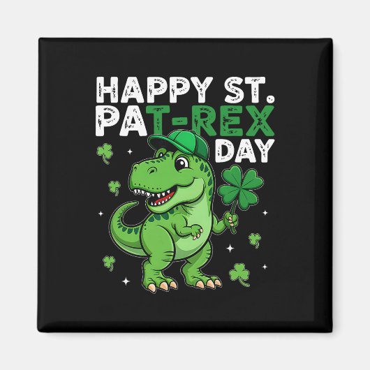 Dinosaur St. Patrick's Day Glücksklee Irischer Jun Magnet (Vorne)