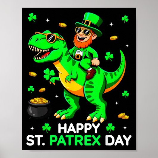 Dinosaur St. Patricks Day Kobold Saint Patty Poster (Vorne)